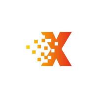 lettre colorée x logo de point de pixel rapide. pixel art avec la lettre x. mouvement de pixel intégratif. icône de technologie dispersée créative. ports créatifs d'icônes modernes. création de logo vectoriel. vecteur