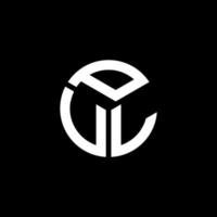 création de logo de lettre pul sur fond noir. concept de logo de lettre initiales créatives pul. conception de lettre pul. vecteur