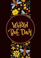 carte postale pour la célébration de la journée mondiale des abeilles vecteur