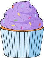 cupcake à la crème violette vecteur