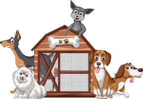 groupe de dessin animé de chiens domestiques vecteur