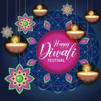 bannière du festival indien joyeux diwali vecteur
