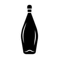 bouteille de vin avec icône de glyphe de liège. service de cave. fête, vacances, événement délicieux apéritif, boisson alcoolisée, boisson. symbole de la silhouette. espace négatif. illustration vectorielle isolée vecteur