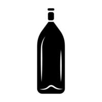 icône de glyphe de service de vin. boisson alcoolisée. champagne, boisson. bouteille avec bouchon. apéritif, cave. vaisselle, verrerie. symbole de la silhouette. espace négatif. illustration vectorielle isolée vecteur