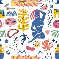 modèle sans couture avec des formes géométriques abstraites dans le style matisse vecteur