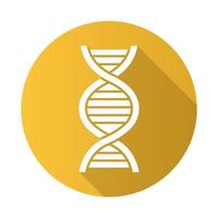 icône de glyphe d'ombre longue à motif plat jaune d'hélice d'adn. désoxyribonucléique, acide nucléique. brins en spirale. chromosome. biologie moléculaire. code génétique. génome. la génétique. illustration vectorielle silhouette vecteur