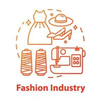 icône de concept de l'industrie de la mode. commerce de vêtements. atelier de confection de vêtements et de chaussures. illustration de fine ligne d'idée de couture. dessin de contour isolé de vecteur