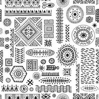 arrière-plan transparent noir et blanc motif de formes géométriques tribales africaines. vecteur
