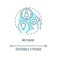 être clair icône de concept turquoise. illustration de ligne mince idée abstraite de communication d'entreprise. clarté des pensées et des idées. dessin de contour isolé. trait modifiable. arial, myriade de polices pro-gras utilisées vecteur