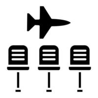 icône de glyphe de salle d'attente d'aéroport vecteur