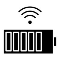 icône de glyphe de batterie sans fil vecteur