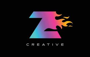 création de logo de flamme de lettre z. concept de lettrage de logo de feu. vecteur