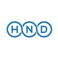 création de logo de lettre hnd sur fond blanc. concept de logo de lettre initiales créatives hnd. conception de lettre hnd. vecteur