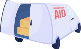 camion avec aide humanitaire objet vectoriel de couleur semi-plat