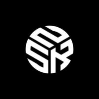 création de logo de lettre nsk sur fond noir. concept de logo de lettre initiales créatives nsk. conception de lettre nsk. vecteur