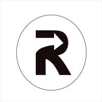 lettre de logo minimaliste unique r avec icône de flèche vecteur