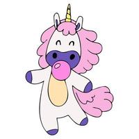 mignon vecteur de dessin animé doodle licorne, petite licorne