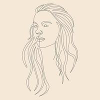 une ligne art moderne dessinés à la main femmes potrait visage illustration vecteur