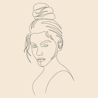 une ligne art moderne dessinés à la main femmes potrait visage illustration vecteur