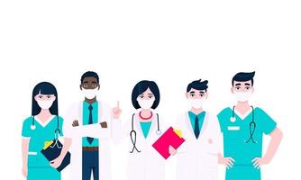 équipe de médecins réussie d'illustration vectorielle d'employé médical isolée sur fond blanc. vecteur