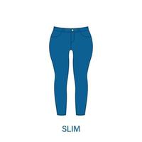 pantalon slim type d'icône de silhouette de pantalon femme. style de vêtement féminin moderne. vêtements décontractés de mode. beau type de pantalon jeans femme. pantalons, pantalons amples. illustration vectorielle isolée. vecteur