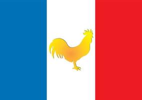 drapeau français avec un coq d'or vecteur