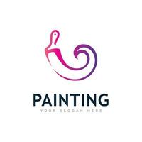 peinture logo style design de luxe en couleur. concept de pinceau créatif vecteur