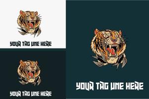 création de logo d'illustration vectorielle tête de tigre en colère vecteur