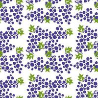 modèle de vecteur de raisin sans soudure. vecteur de doodle avec des icônes de raisins bleus. motif de raisins vintage