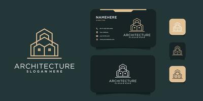 création de logo de bâtiment immobilier minimal avec modèle de carte de visite. le logo peut être utilisé pour l'icône, la marque, l'inspiration et l'entreprise vecteur