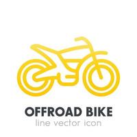 icône de ligne de vélo tout-terrain, moto isolée sur blanc