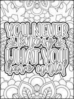 page de coloriage de citations de motivation. page de coloriage de citations inspirantes. page de coloriage de citations positives. ondes positives. mot de motivation de motivation. typographie motivationnelle. vecteur