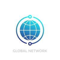 icône de réseau mondial isolé sur blanc vecteur