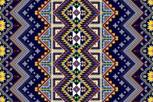 conception de motif ethnique abstrait géométrique ikat. tapis en tissu aztèque ornement mandala ethnique chevron textile décoration papier peint. fond de vecteur de broderie traditionnelle ethnique indigène boho tribal