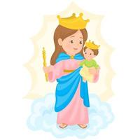Marie Auxiliatrice des Chrétiens. sainte marie avec l'enfant jésus dans les bras vecteur