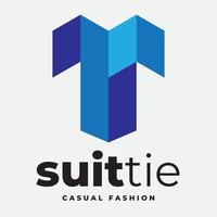 costume cravate branding 3d type t logo vecteur