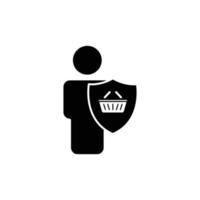 icône de magasinage. personnes avec panier. adapté au symbole commercial. style d'icône de glyphe. silhouette. conception simple modifiable. vecteur de modèle de conception