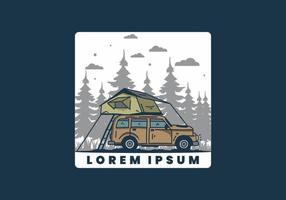 camping sur le toit de la voiture illustration vecteur