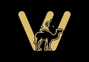couleur marron de la lettre initiale w en forme de chameau vecteur