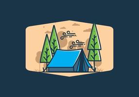 grande tente de camping et illustration de pins vecteur