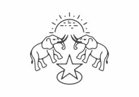 illustration d'art en ligne d'éléphant vecteur