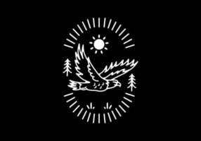 illustration d'art en ligne d'aigle volant vecteur