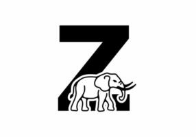 lettre initiale z avec dessin au trait en forme d'éléphant vecteur