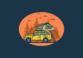 camping sur le toit de la voiture illustration vecteur