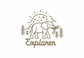 illustration d'art en ligne d'éléphant vecteur