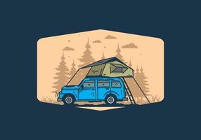 camping sur le toit de la voiture illustration vecteur