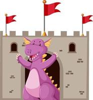 personnage de dessin animé mignon dragon violet vecteur