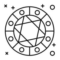 une icône de roue d'horoscope conçue dans un style linéaire vecteur