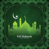 beau fond de festival islamique vert eid mubarak vecteur