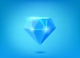 icône de cristal bleu sur fond bleu. illustration vectorielle 3d vecteur